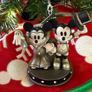 Mickey and Minnie Mouse Silver Ornament